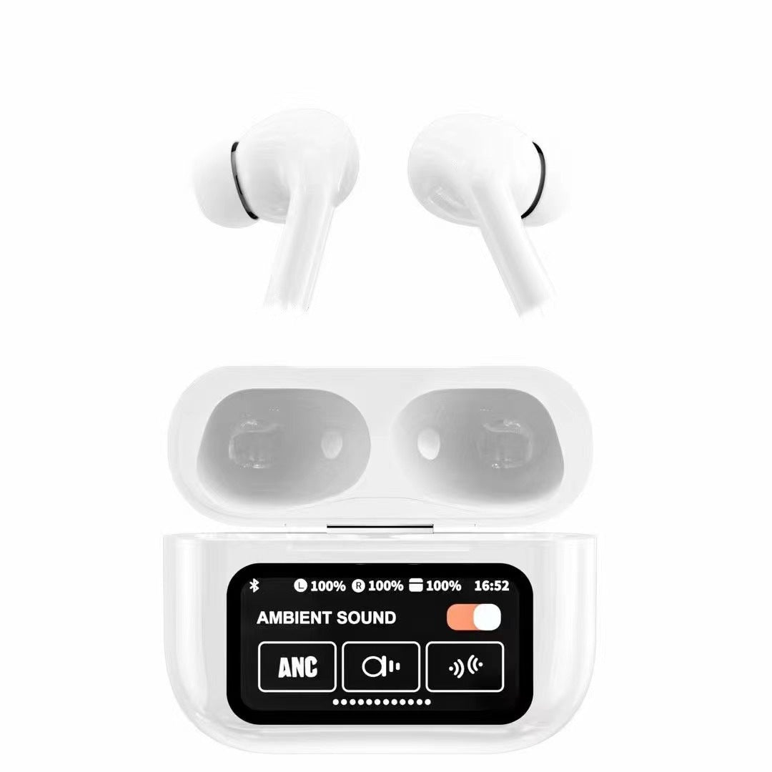 2024 ANC+ENC Smart LCD Touch Screen Active Noise Reduction Bluetooth A9 Pro Earphone