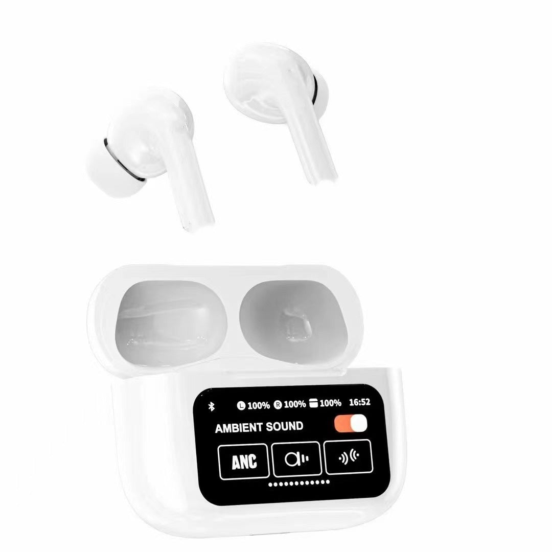 2024 ANC+ENC Smart LCD Touch Screen Active Noise Reduction Bluetooth A9 Pro Earphone